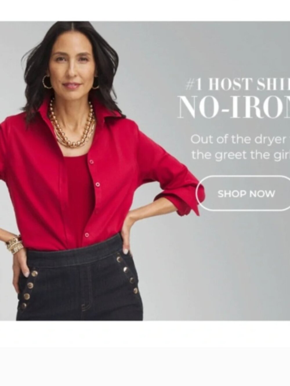 Chico’s Zina Red Effortless Cotton No-Iron Shirt